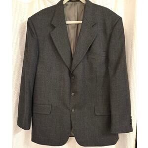 Oscar de la Renta Wool Sport Coat Blazer Men 46R Gray Check Classic